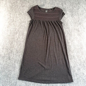 Prana Foundation Dress Gray Cap Sleeve Organic Cotton Recycled Blend Small